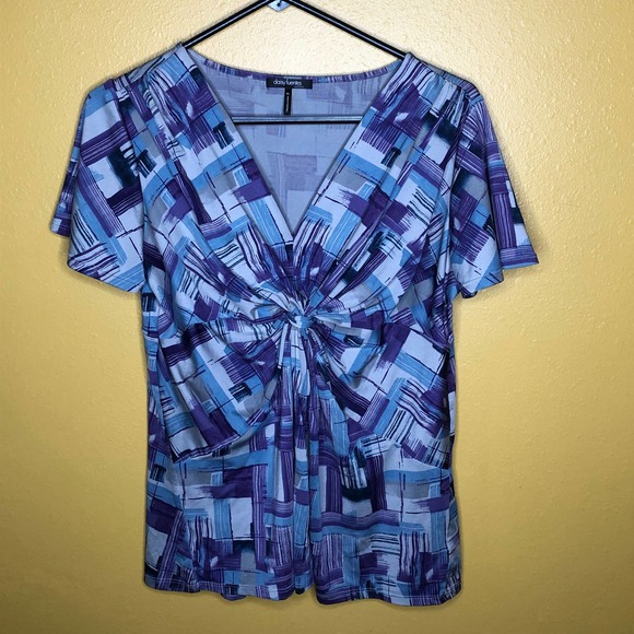 Daisy Fuentes Purple Petite Knot Front Blouse - Picture 1 of 6